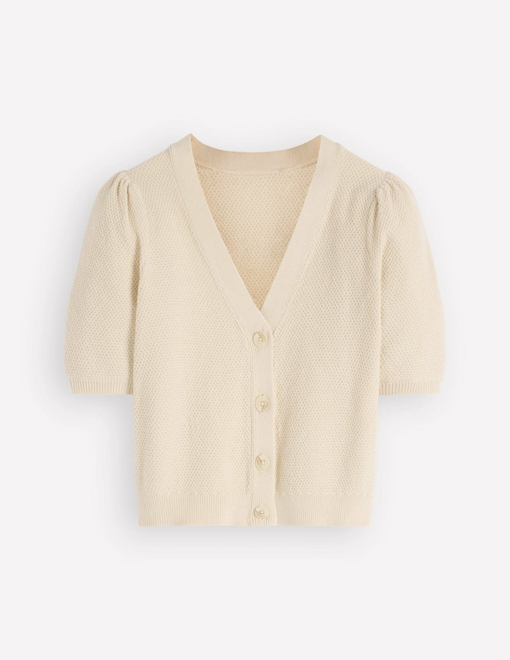 Hayley Cotton V-neck Cardigan-Warm Ivory / Boden Discount