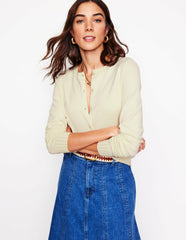 Emilia Cotton Crew Cardigan-Warm Ivory / Boden On sale