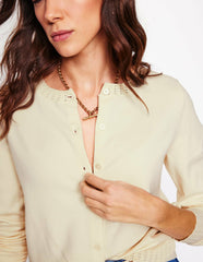 Emilia Cotton Crew Cardigan-Warm Ivory / Boden On sale