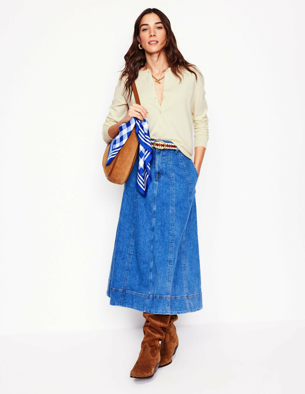 Emilia Cotton Crew Cardigan-Warm Ivory / Boden On sale