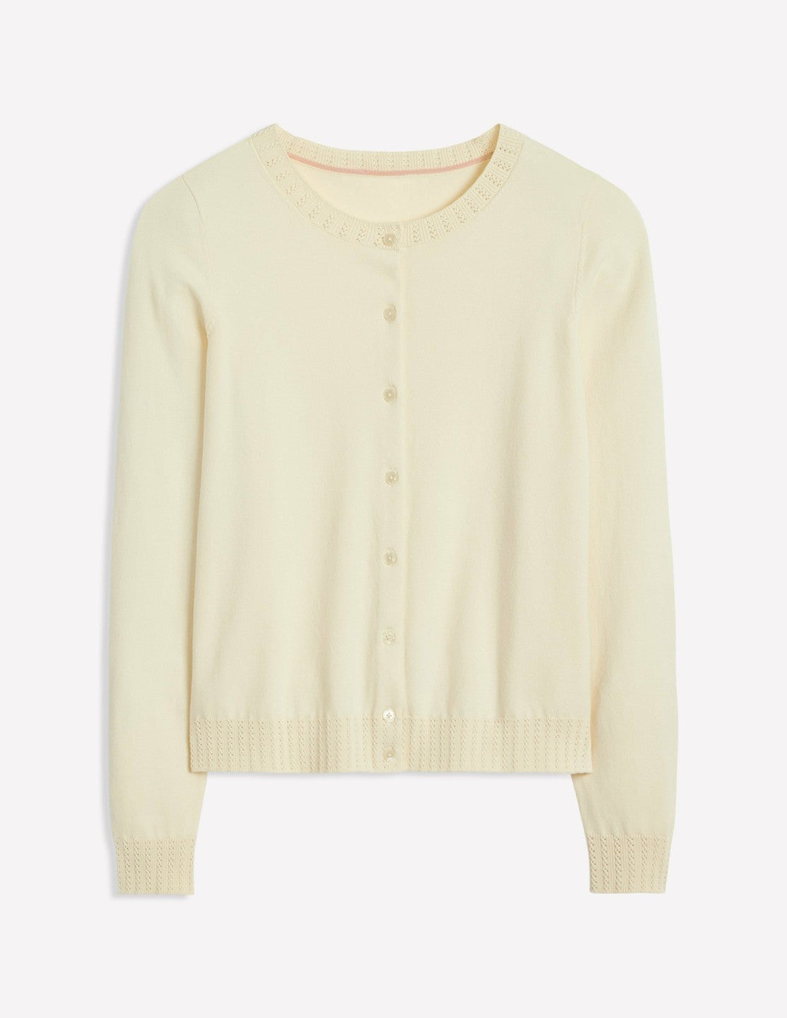 Emilia Cotton Crew Cardigan-Warm Ivory / Boden On sale