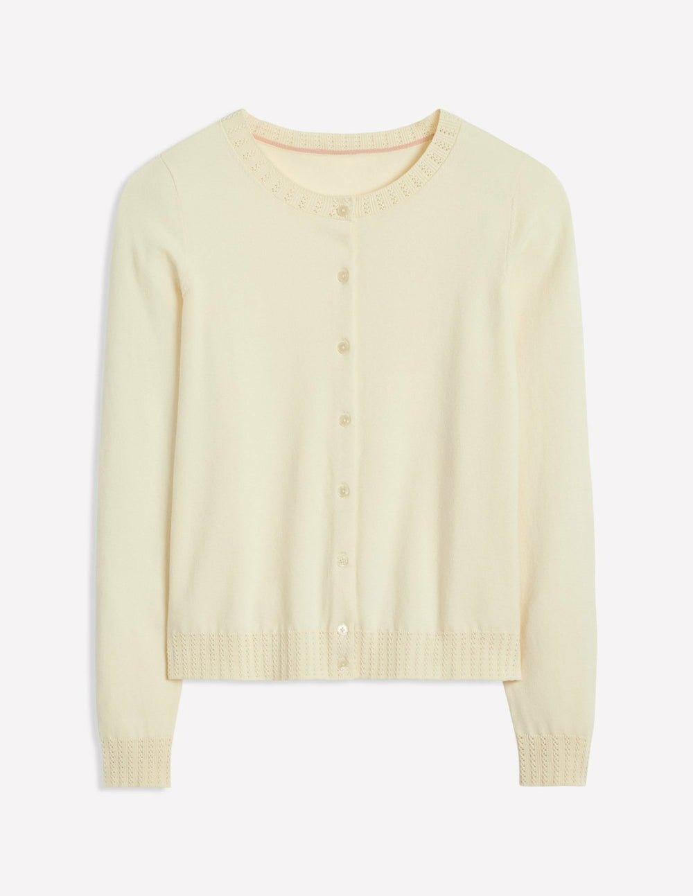 Emilia Cotton Crew Cardigan-Warm Ivory / Boden On sale