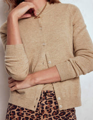 Eva Cashmere Crew Cardigan-Chinchilla Melange / Boden us
