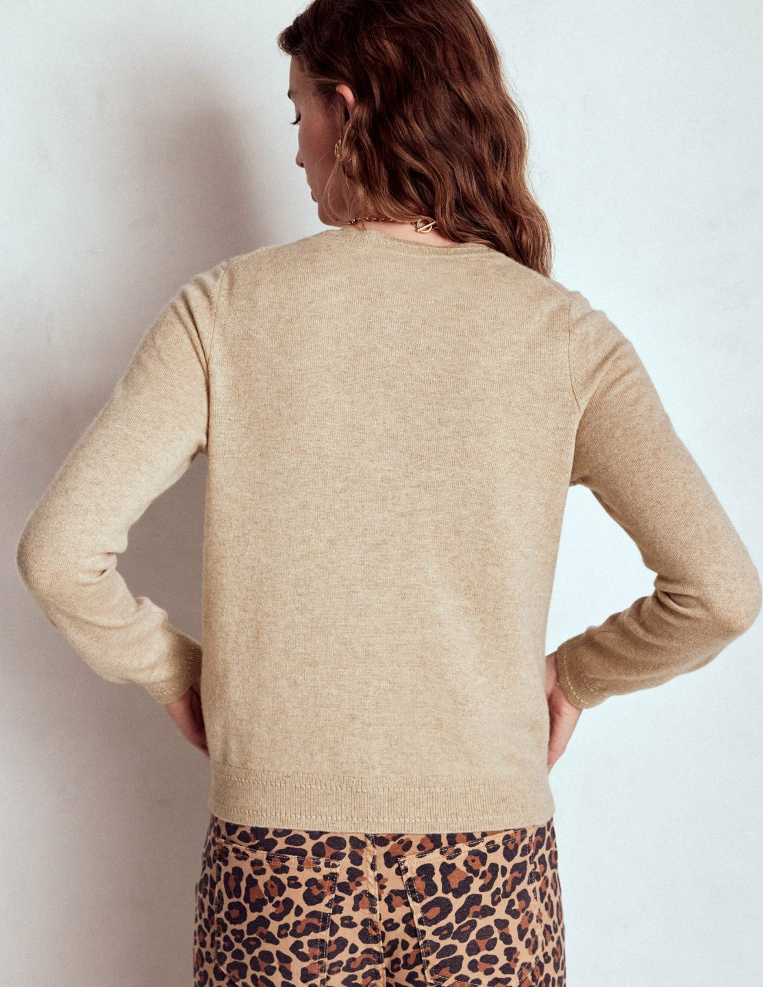 Eva Cashmere Crew Cardigan-Chinchilla Melange / Boden us