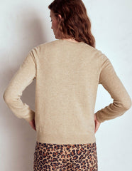 Eva Cashmere Crew Cardigan-Chinchilla Melange / Boden us