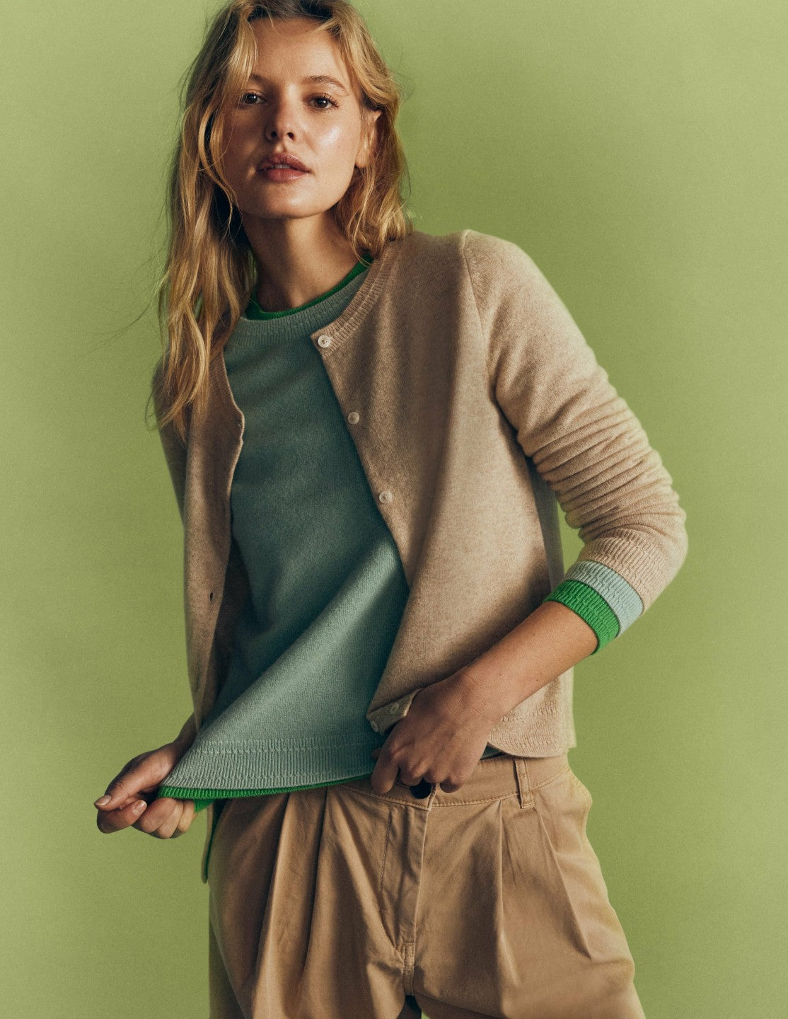 Eva Cashmere Crew Cardigan-Chinchilla Melange / Boden us