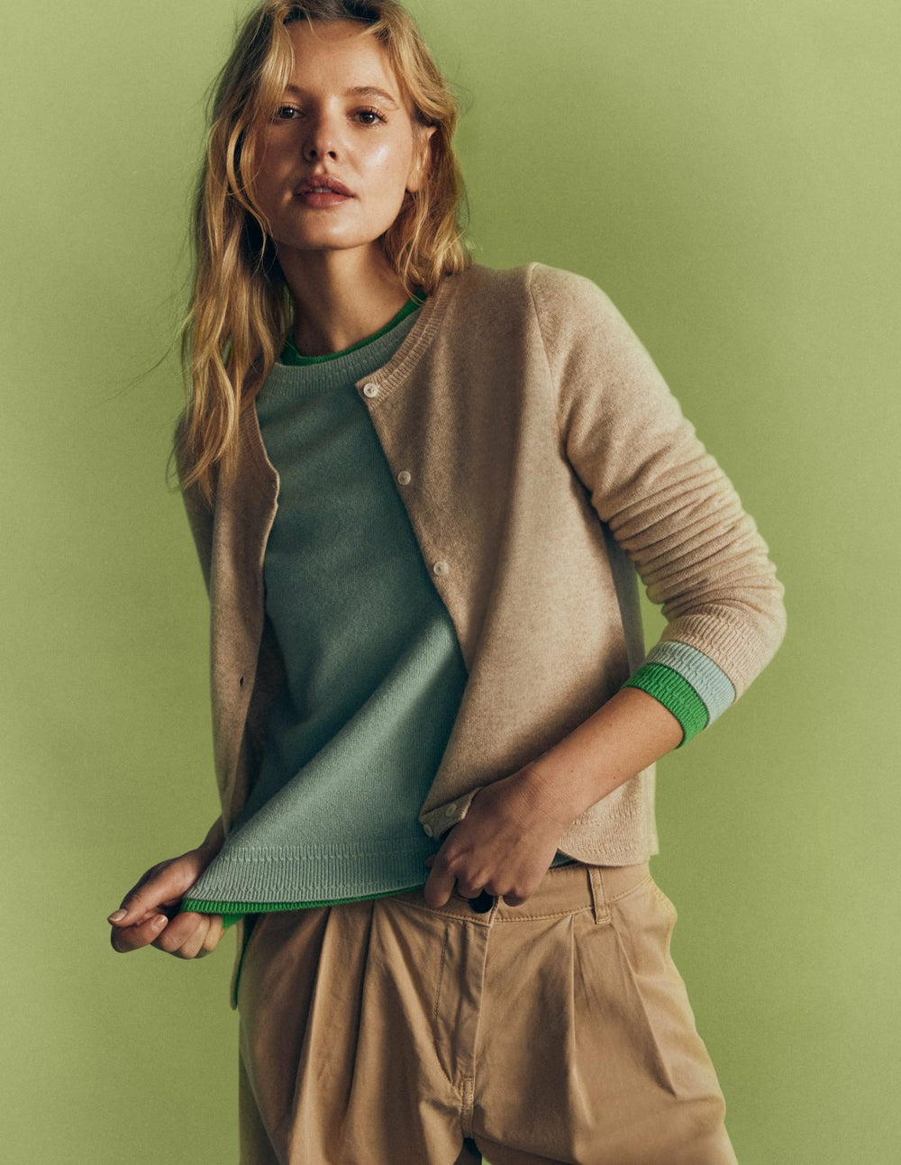 Eva Cashmere Crew Cardigan-Chinchilla Melange / Boden us