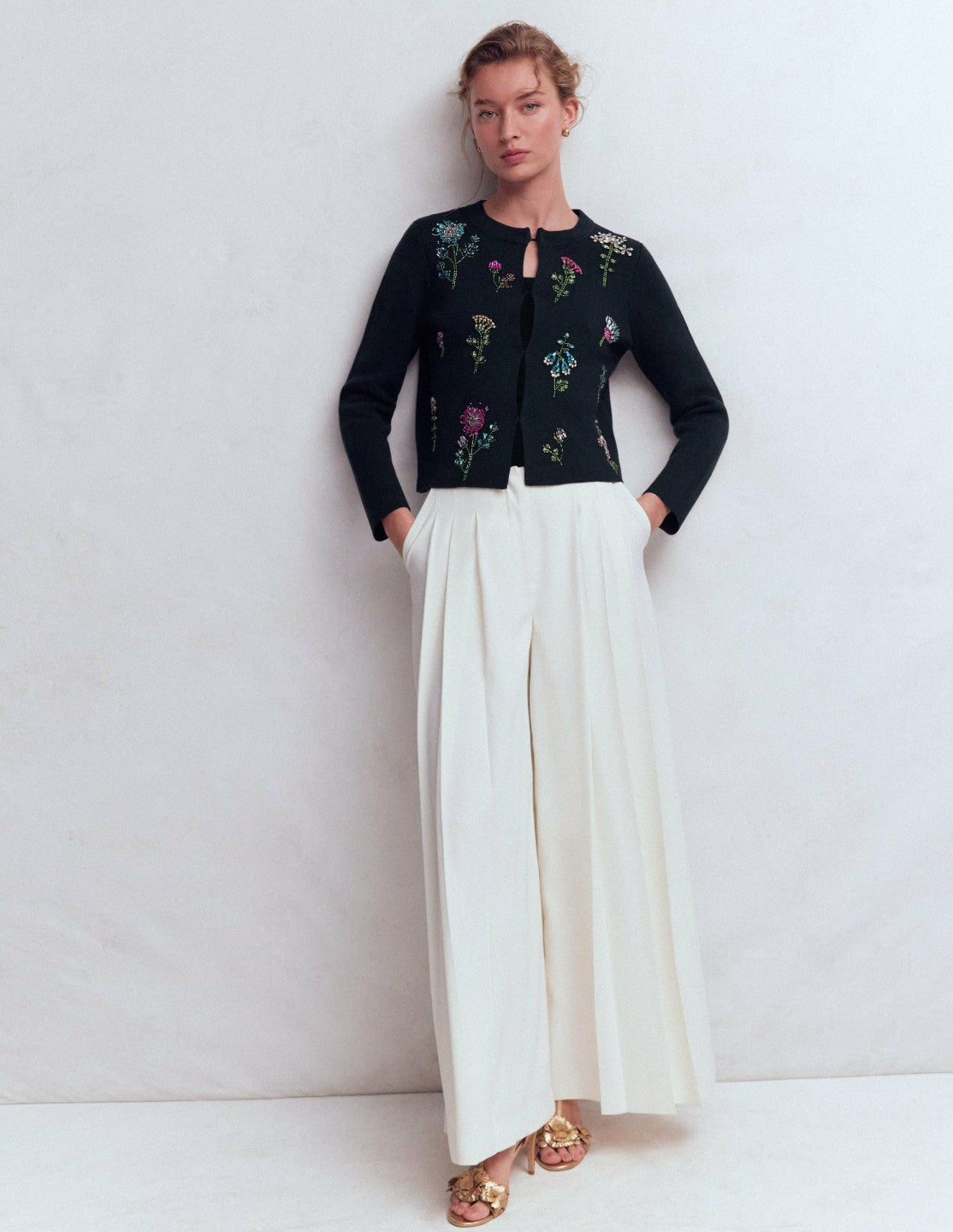 Embellished Knit Cardigan-Navy / Boden