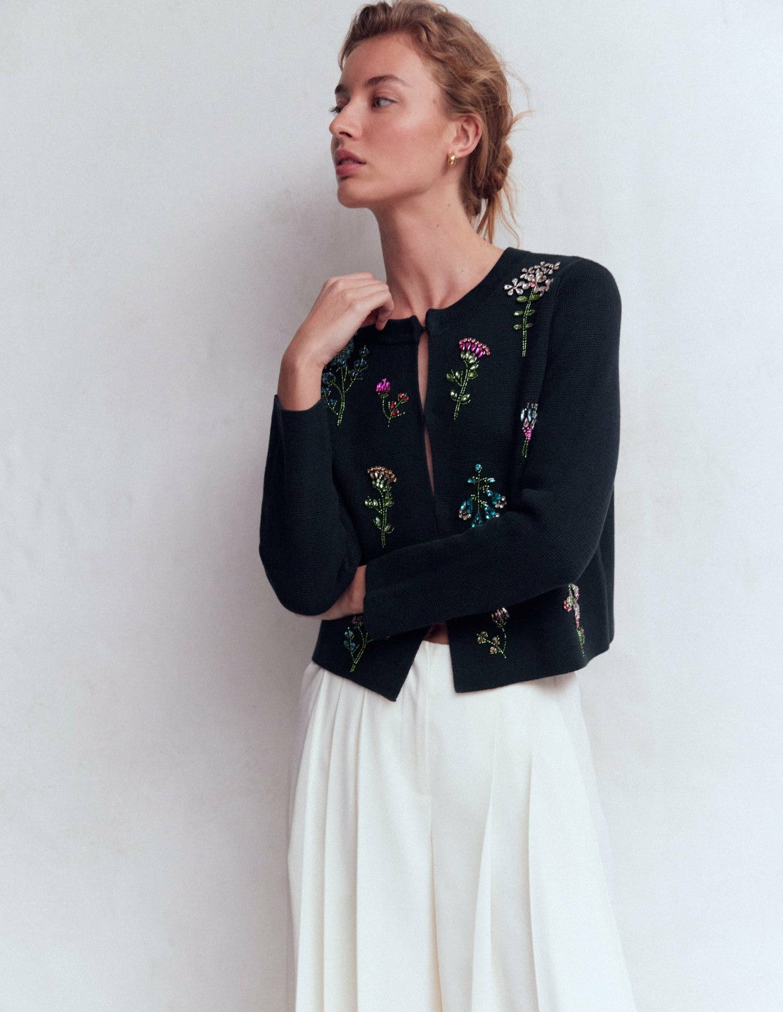 Embellished Knit Cardigan-Navy / Boden