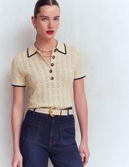 Pointelle Henley T-shirt-Cream / Boden Online