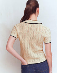 Pointelle Henley T-shirt-Cream / Boden Online