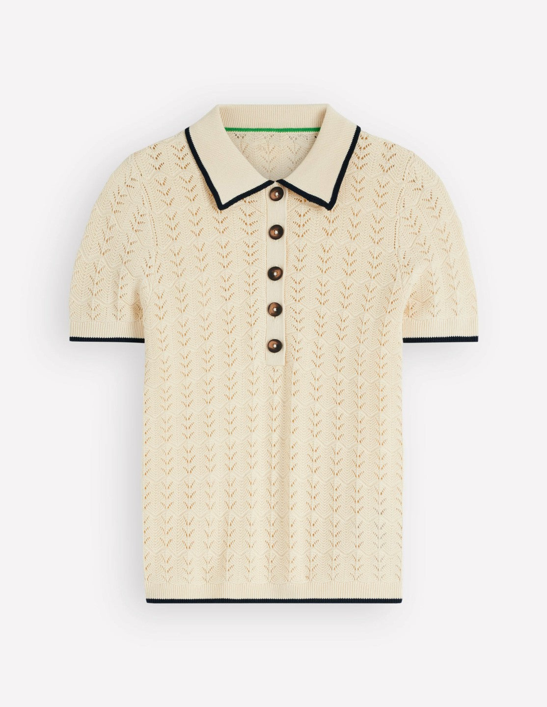 Pointelle Henley T-shirt-Cream / Boden Online