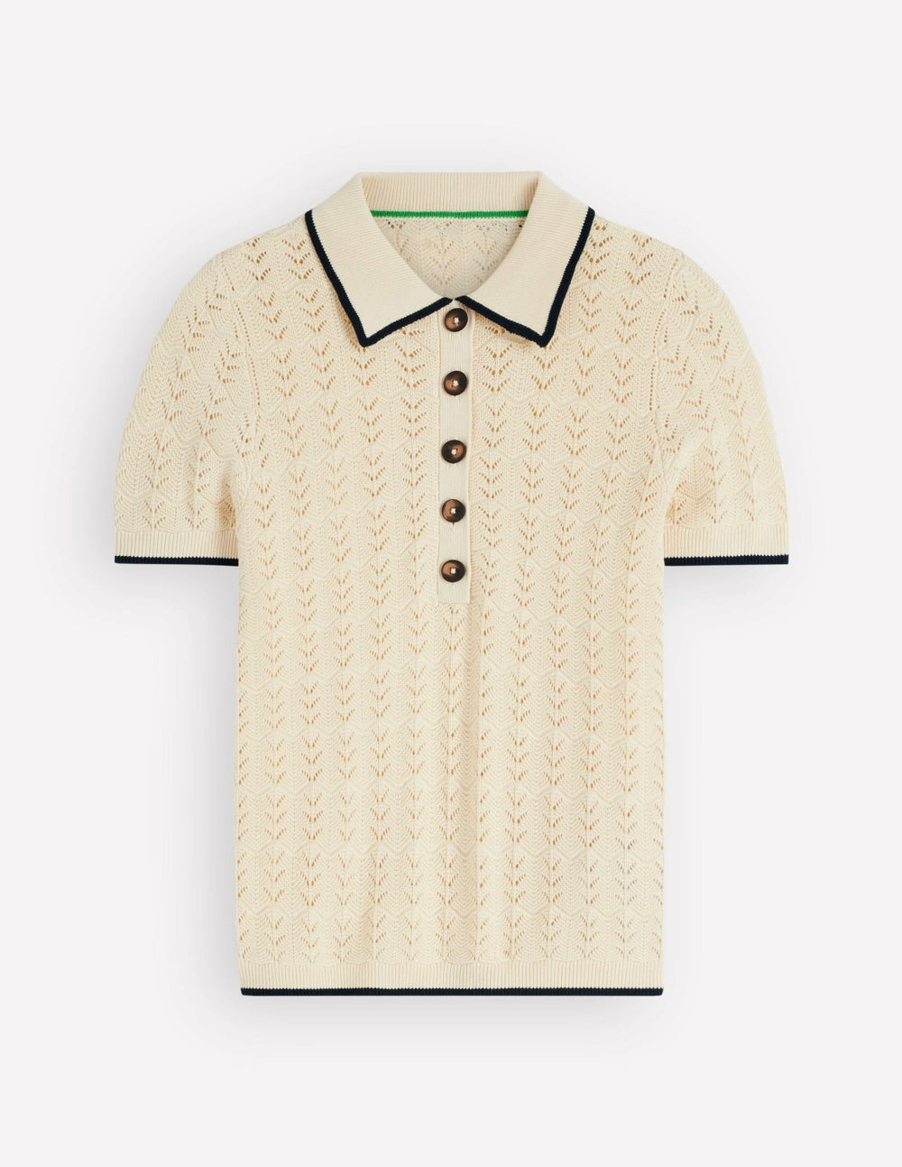 Pointelle Henley T-shirt-Cream / Boden Online