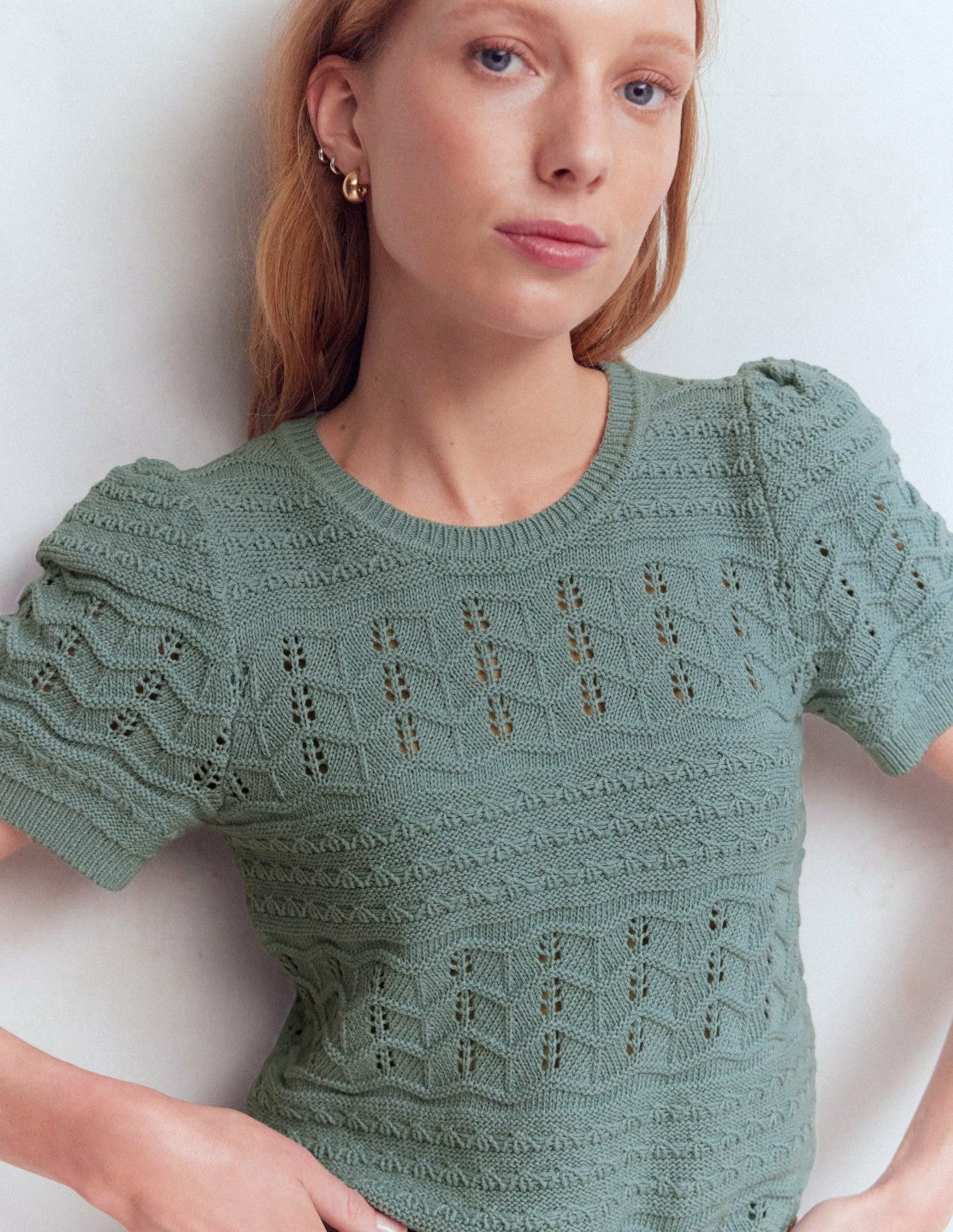 Monica Knitted T-Shirt-Blue / Boden Outlet