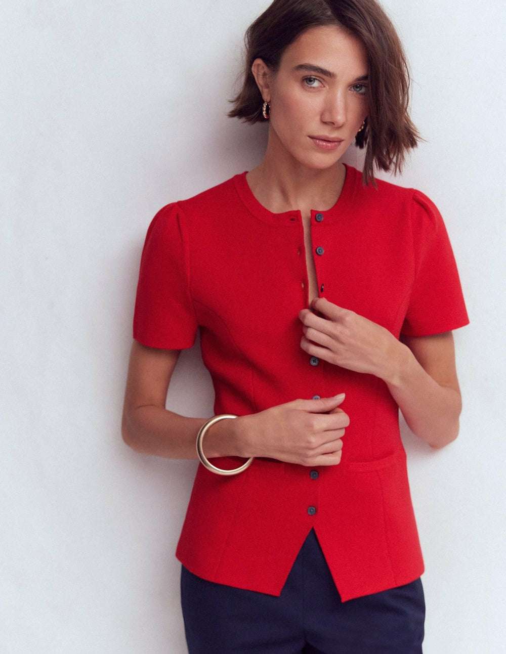 Short Sleeve Knitted Jacket-Red / Boden Discount
