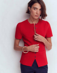 Short Sleeve Knitted Jacket-Red / Boden Discount