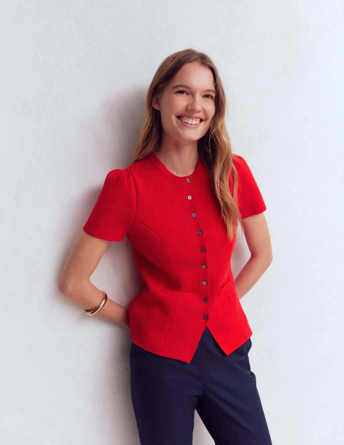 Short Sleeve Knitted Jacket-Red / Boden Discount