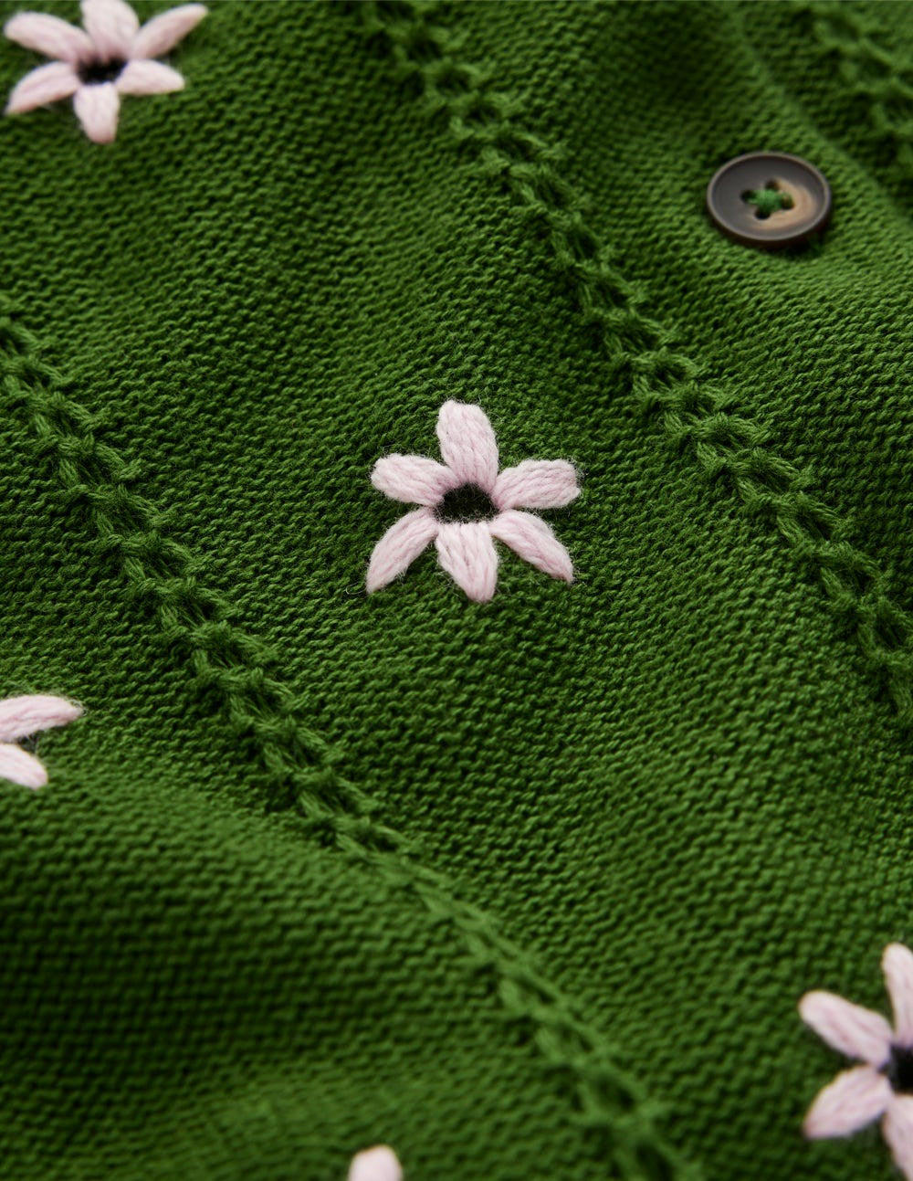 Valeria Crochet Trim Cardigan-Promenade Green , Embroidery / Boden On sale