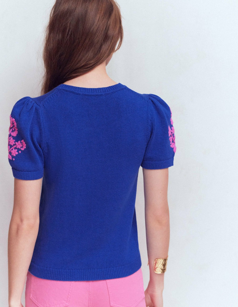 Monica Knitted T-Shirt-Blue Embroidery / Boden us
