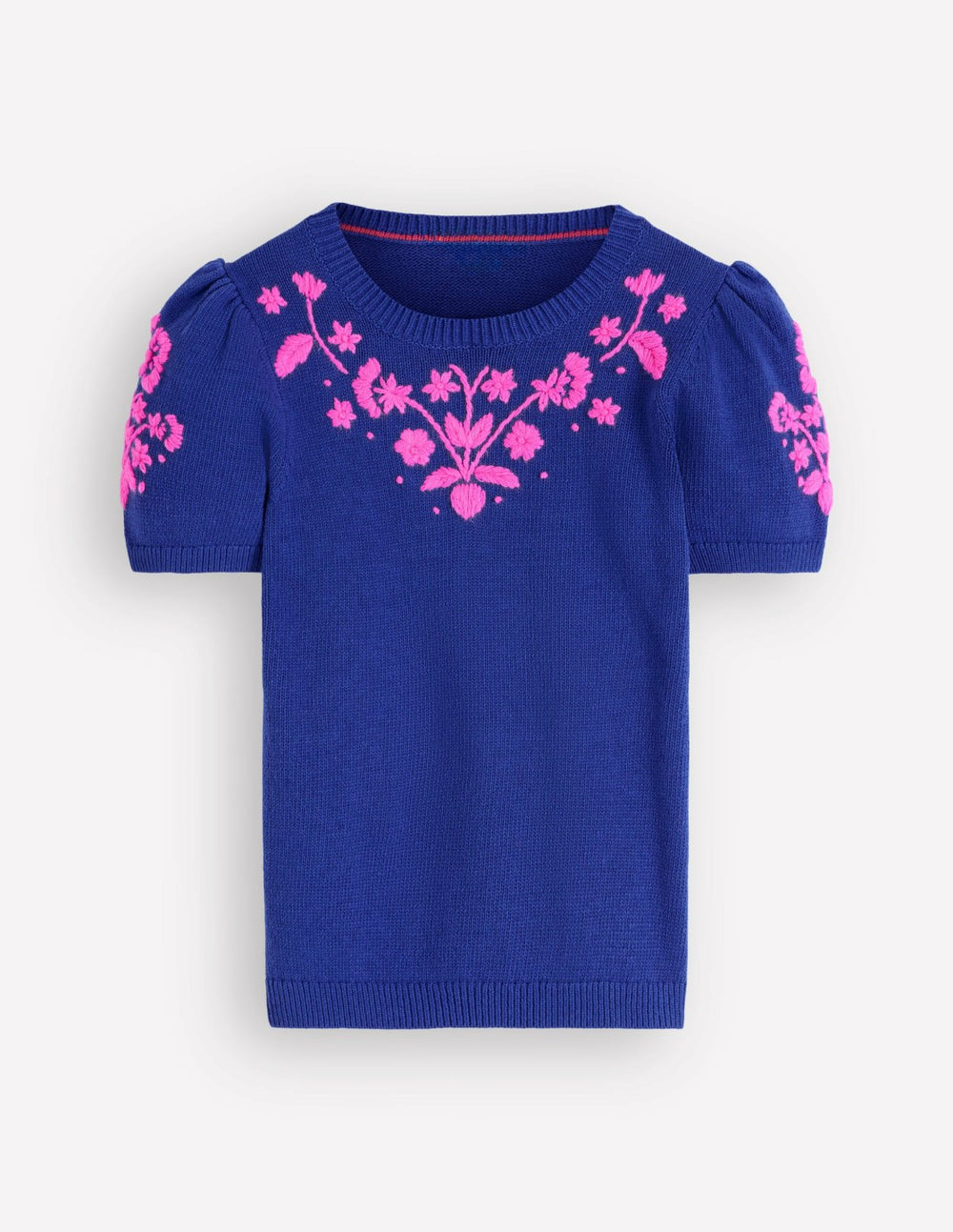 Monica Knitted T-Shirt-Blue Embroidery / Boden us