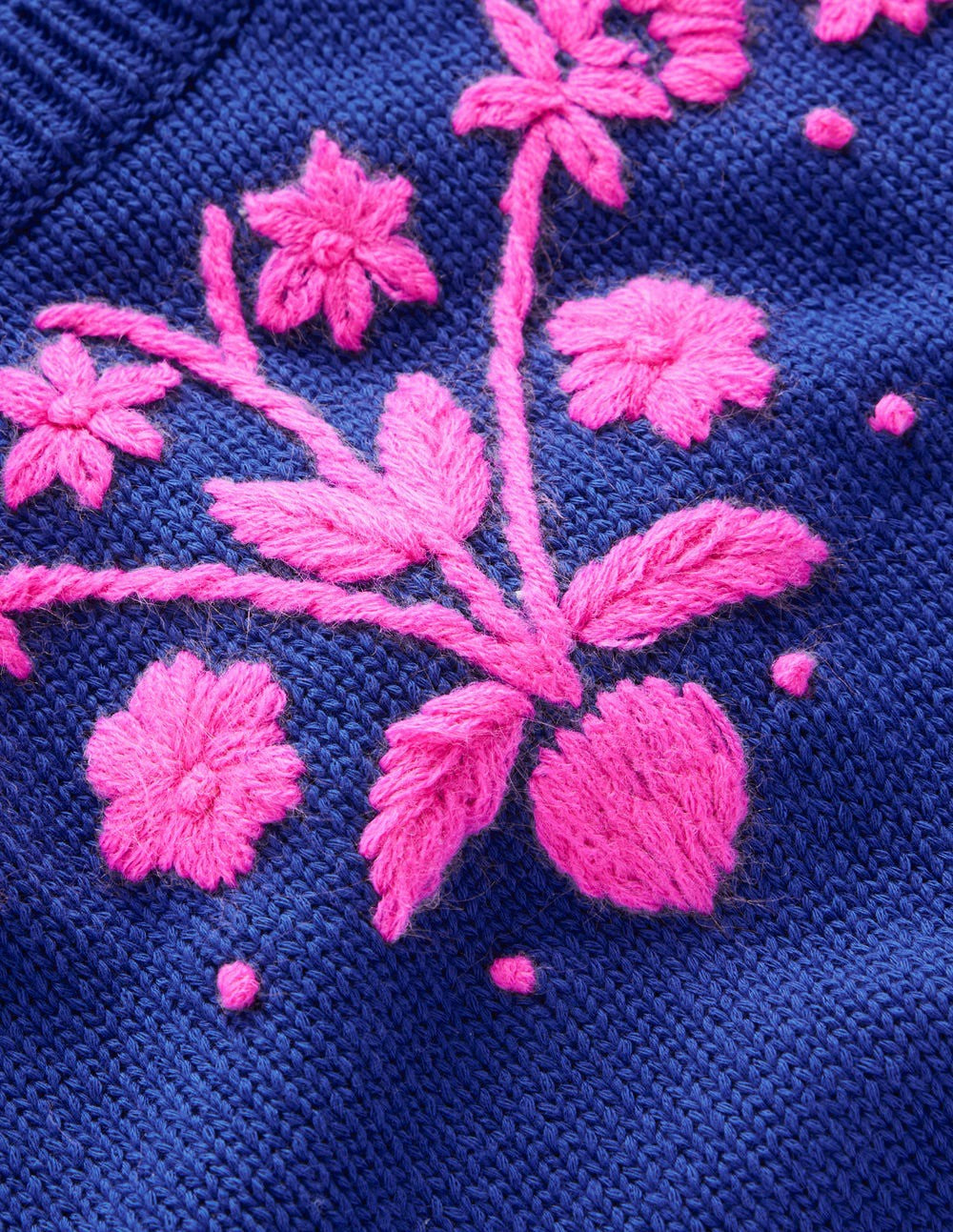 Monica Knitted T-Shirt-Blue Embroidery / Boden us