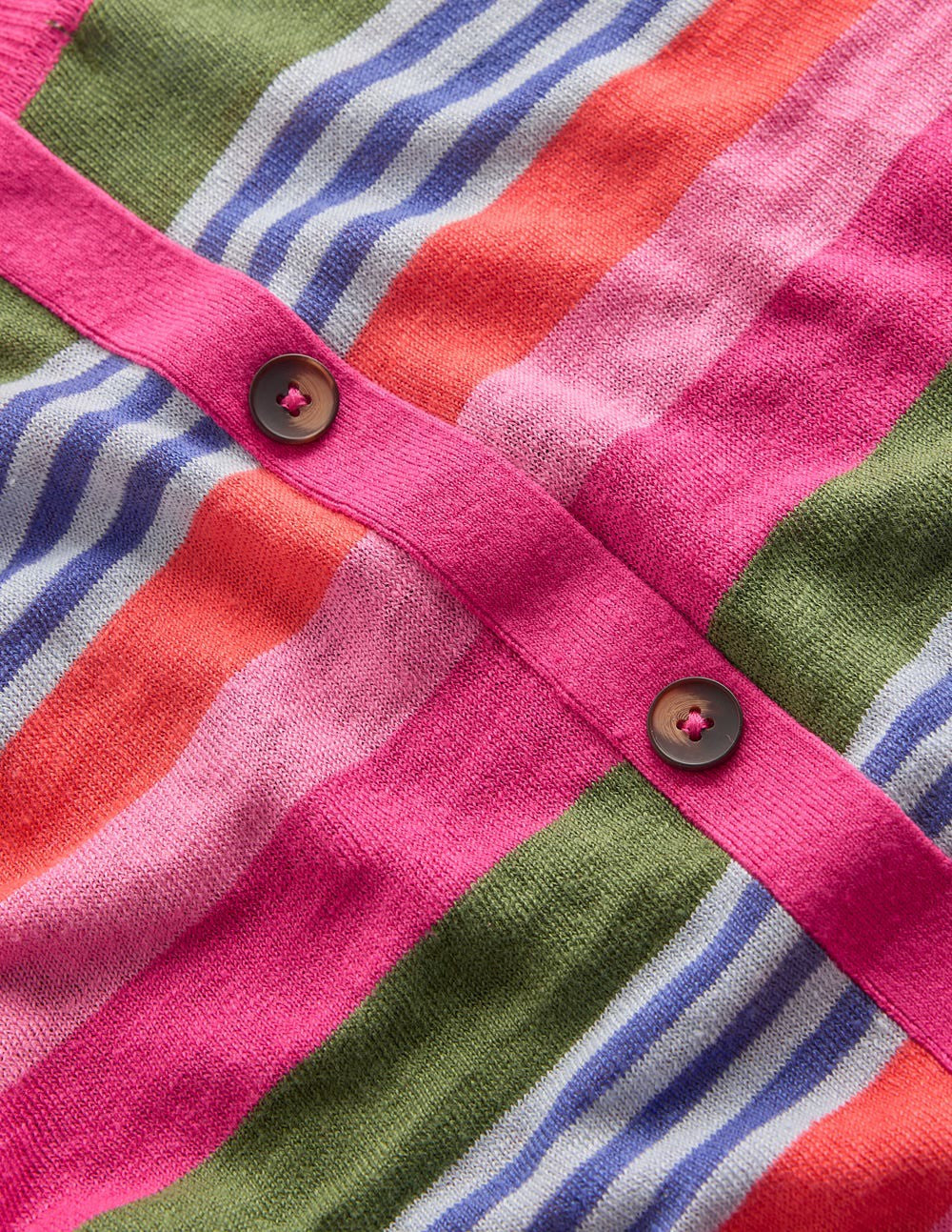 Agnes Linen Button T-Shirt-Multi Stripe / Boden Sale