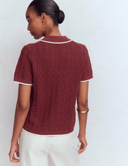 Pointelle Henley T-shirt-Rich Chestnut / Boden Online
