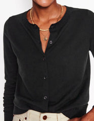 Emilia Cotton Crew Cardigan-Black / Boden Outlet
