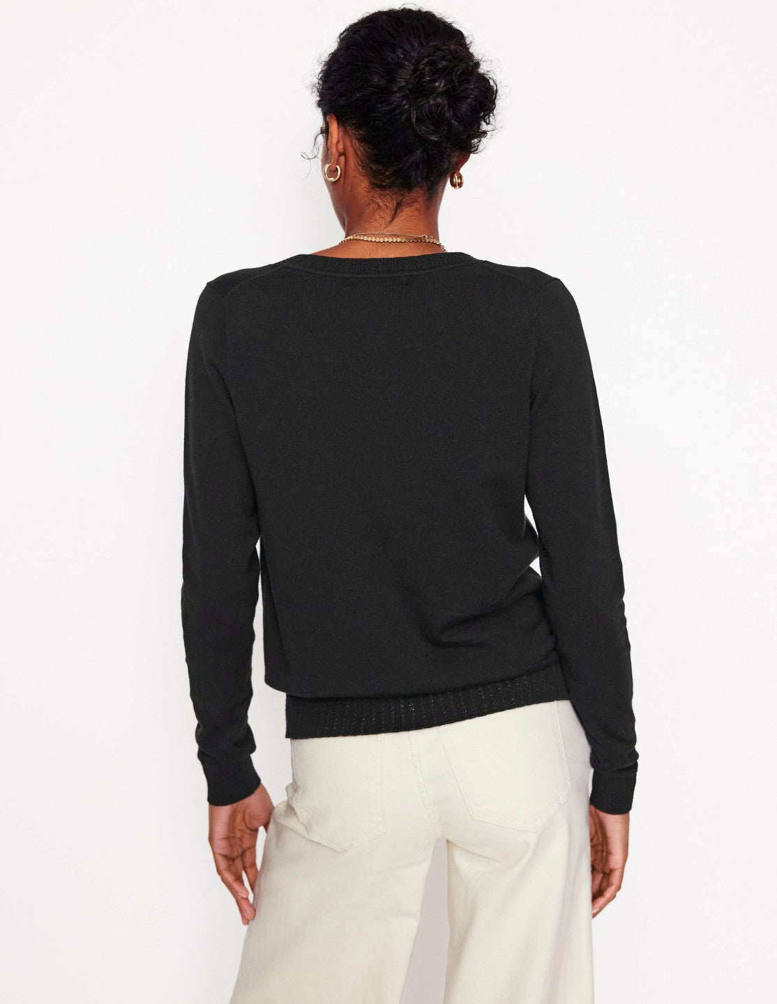 Emilia Cotton Crew Cardigan-Black / Boden Outlet