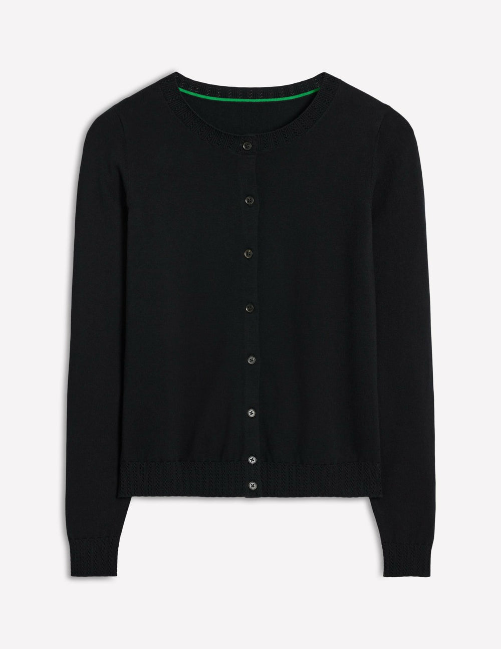 Emilia Cotton Crew Cardigan-Black / Boden Outlet