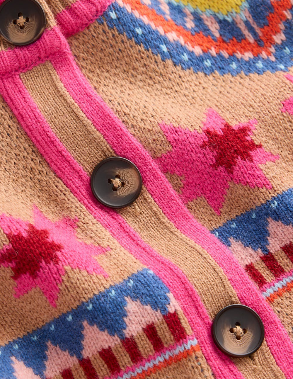Abi Jacquard Cardigan-Camel Melange, Hearts / Boden On sale