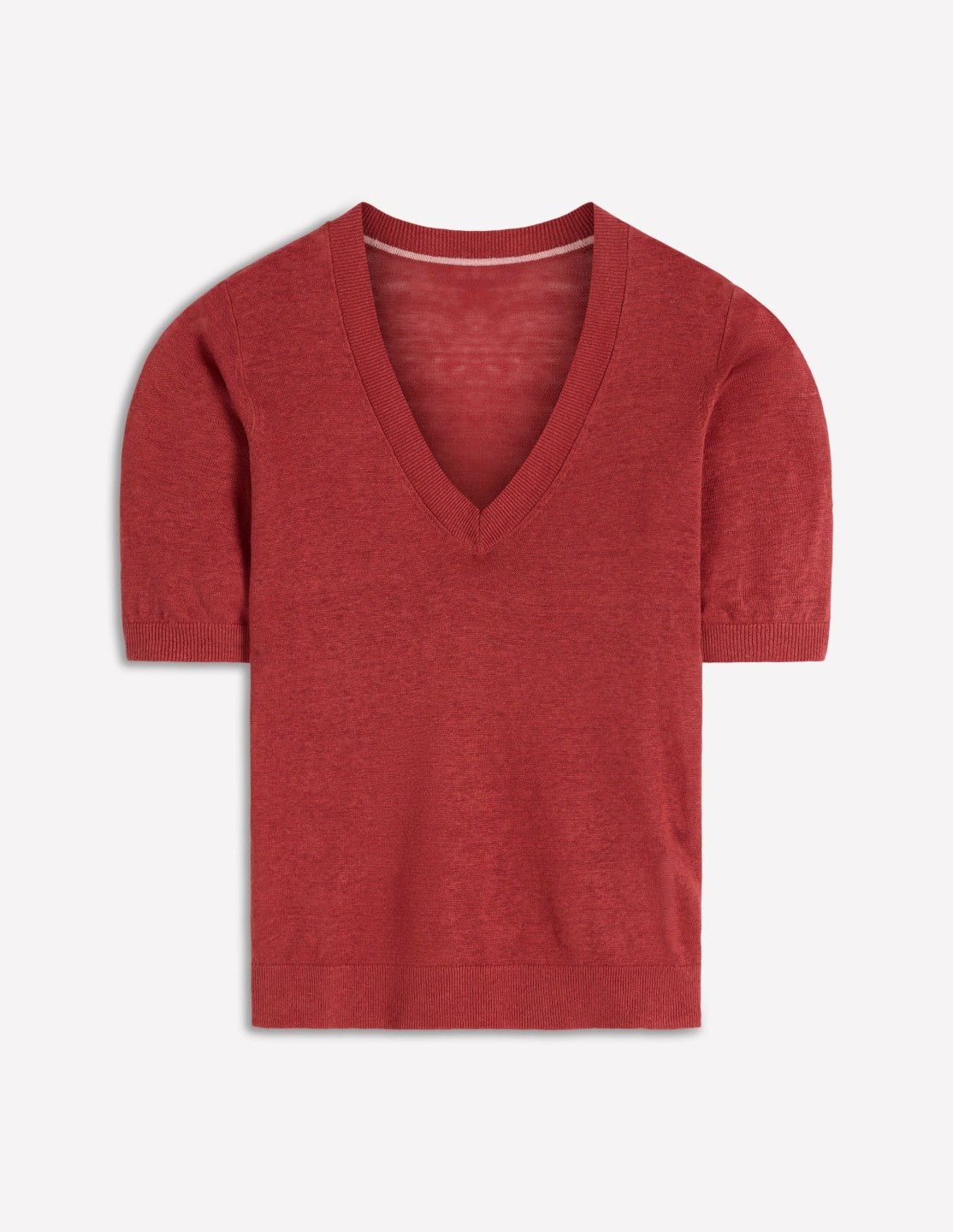 Agnes Linen V Neck T-Shirt-Burnt Orange / Boden us