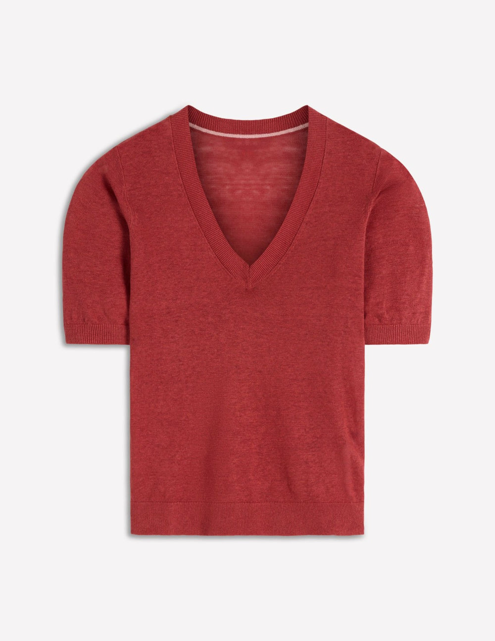 Agnes Linen V Neck T-Shirt-Burnt Orange / Boden us