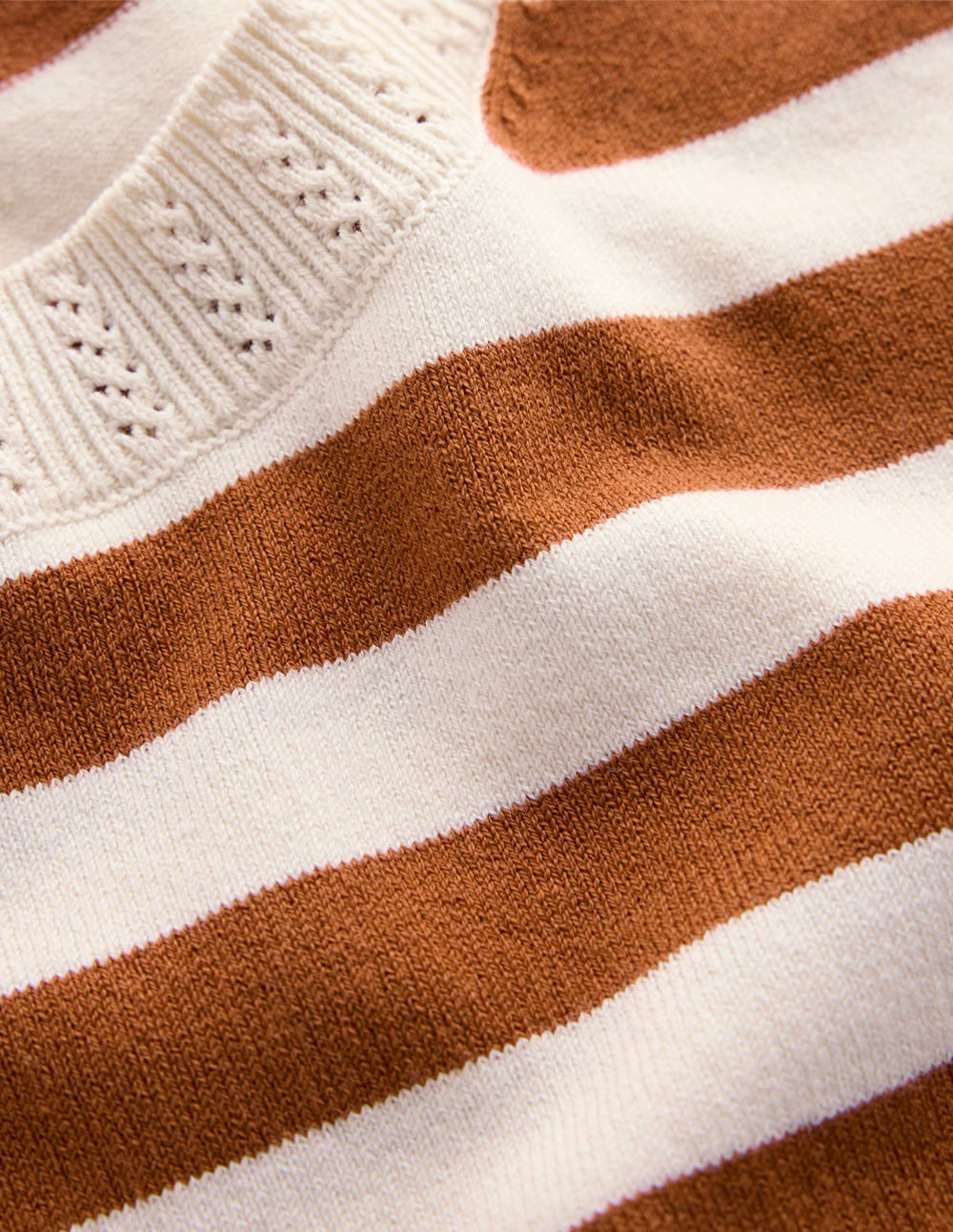 Emilia Cotton Crew T-shirt-Cognac/ Warm Ivory / Boden Online