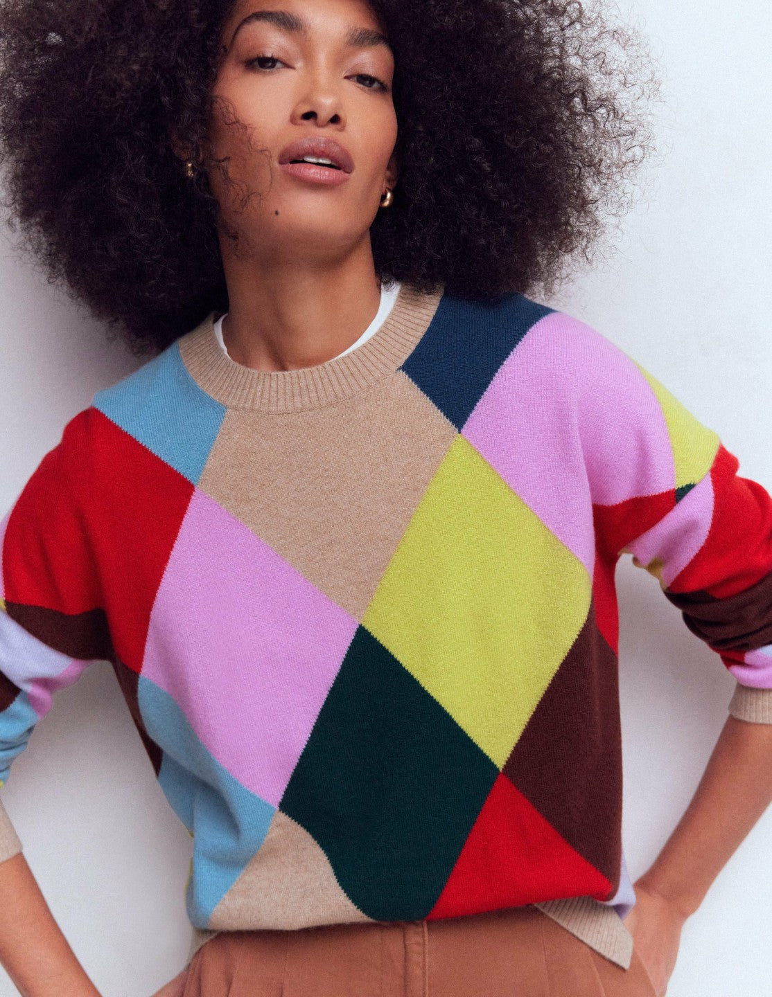 Anastasia Cashmere Sweater-Multi Harlequin Jumper / Boden Outlet