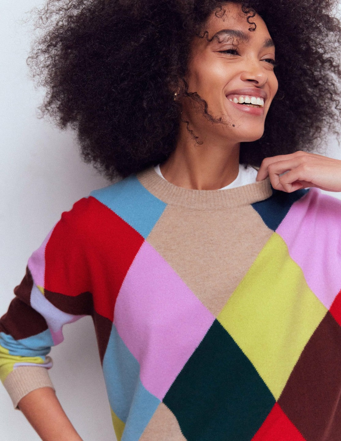 Anastasia Cashmere Sweater-Multi Harlequin Jumper / Boden Outlet