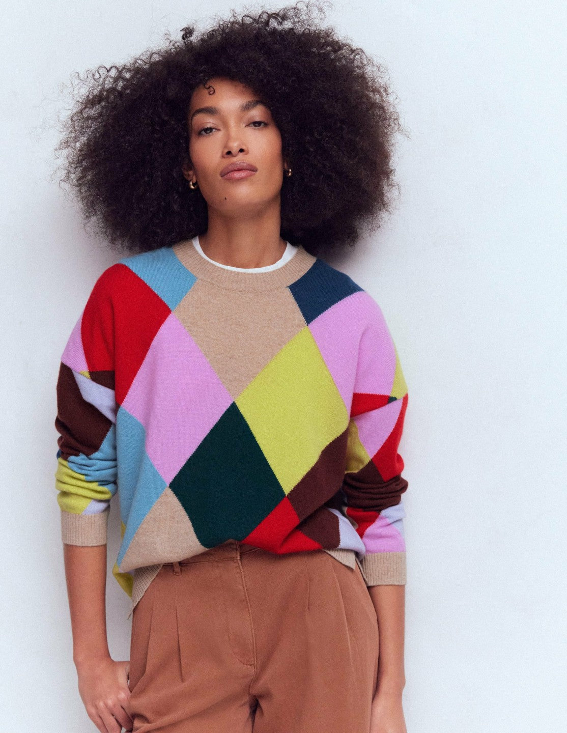 Anastasia Cashmere Sweater-Multi Harlequin Jumper / Boden Outlet