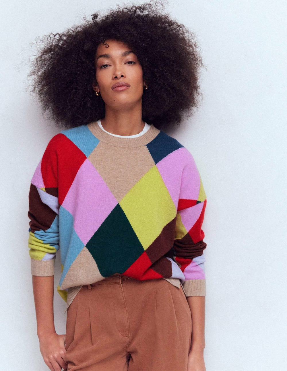 Anastasia Cashmere Sweater-Multi Harlequin Jumper / Boden Outlet