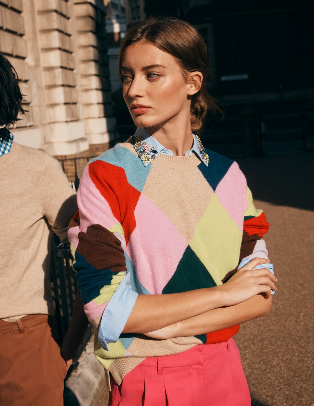 Anastasia Cashmere Sweater-Multi Harlequin Jumper / Boden Outlet