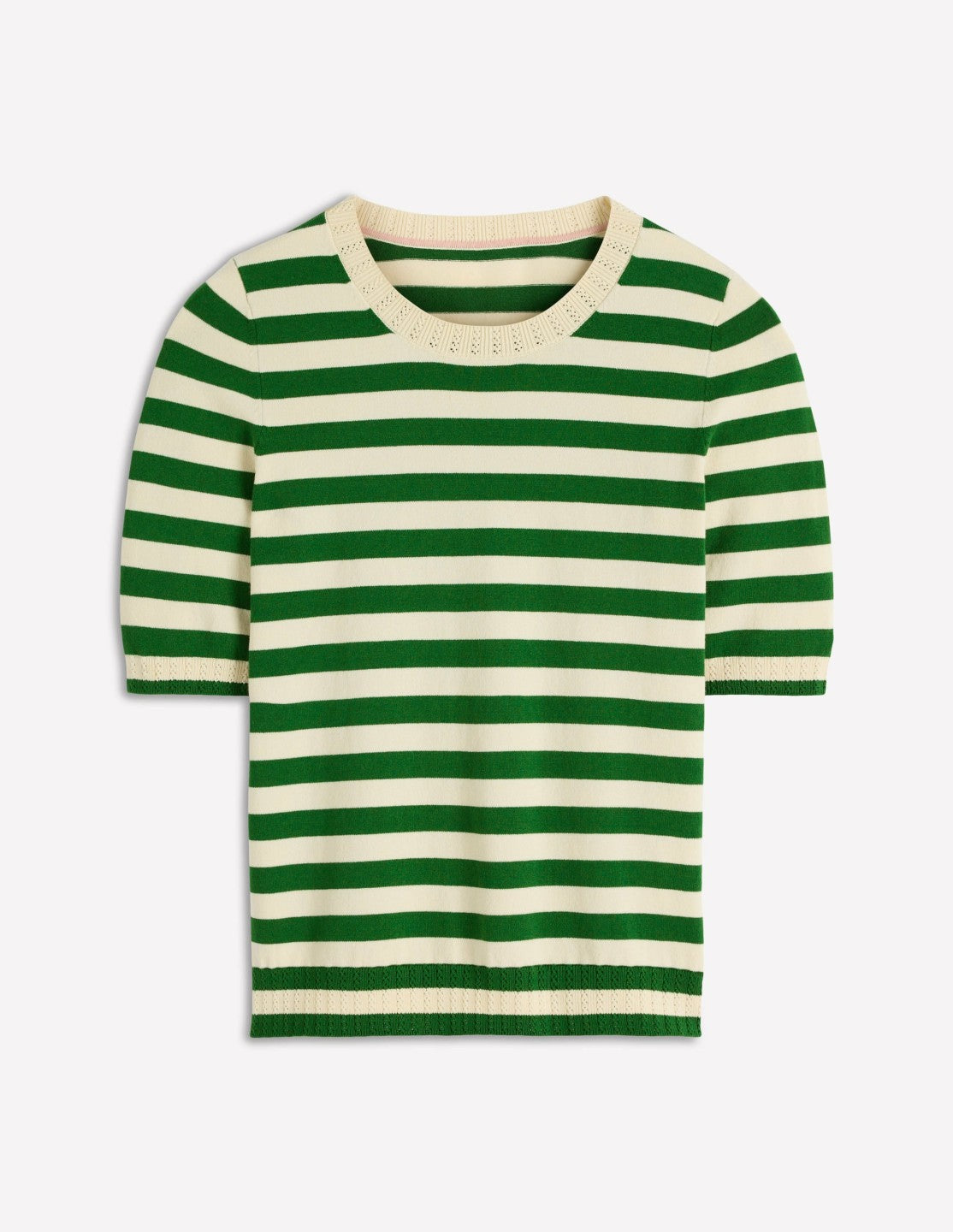 Emilia Cotton Crew T-shirt-Promenade Green/ Ivory Stripe / Boden us