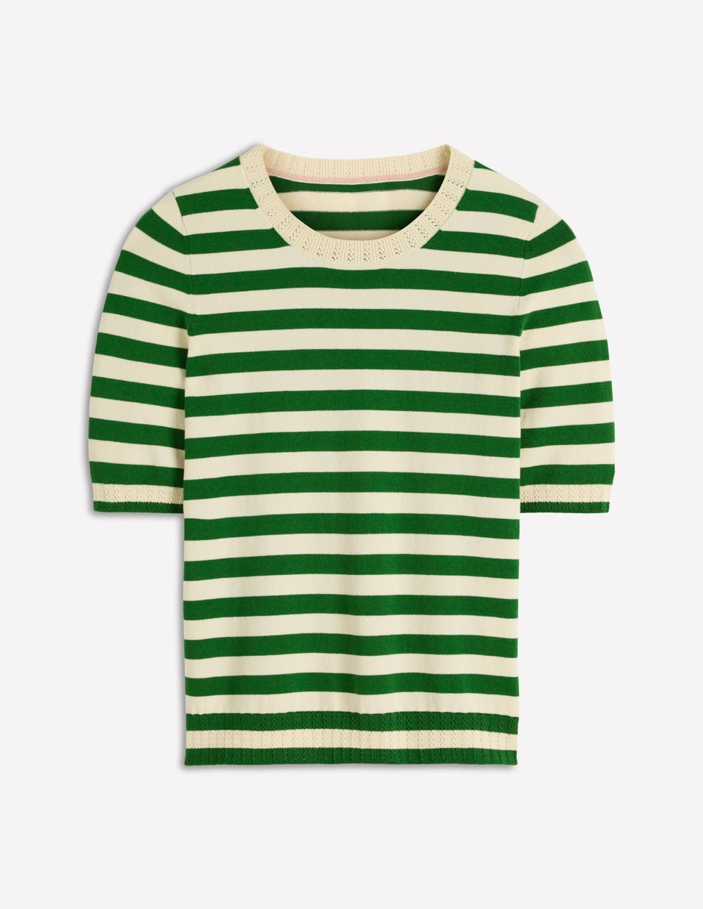 Emilia Cotton Crew T-shirt-Promenade Green/ Ivory Stripe / Boden us