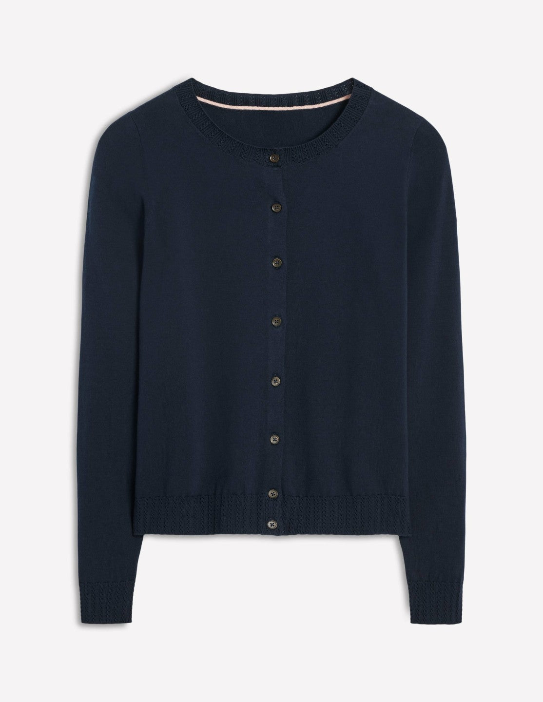 Emilia Cotton Crew Cardigan-Navy / Boden