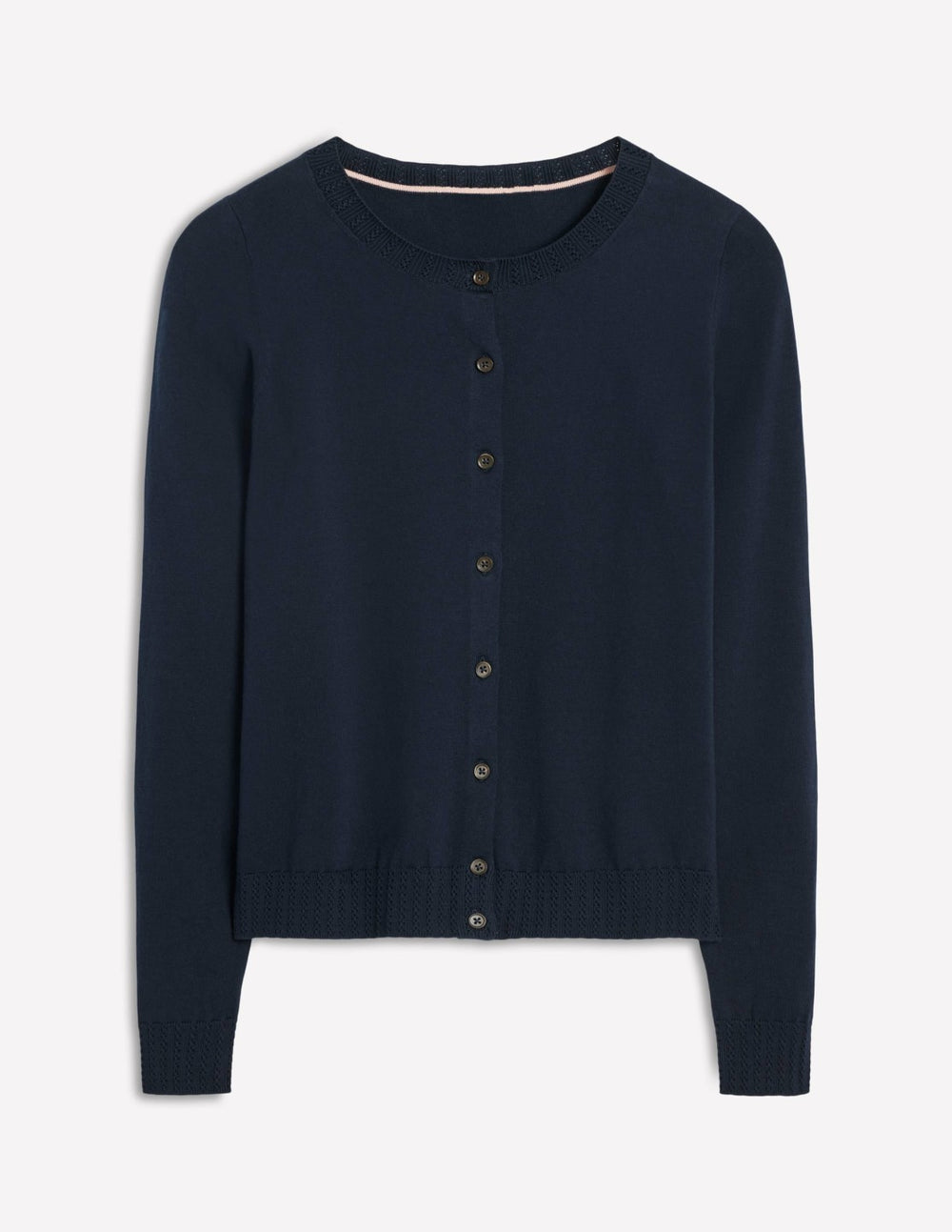 Emilia Cotton Crew Cardigan-Navy / Boden