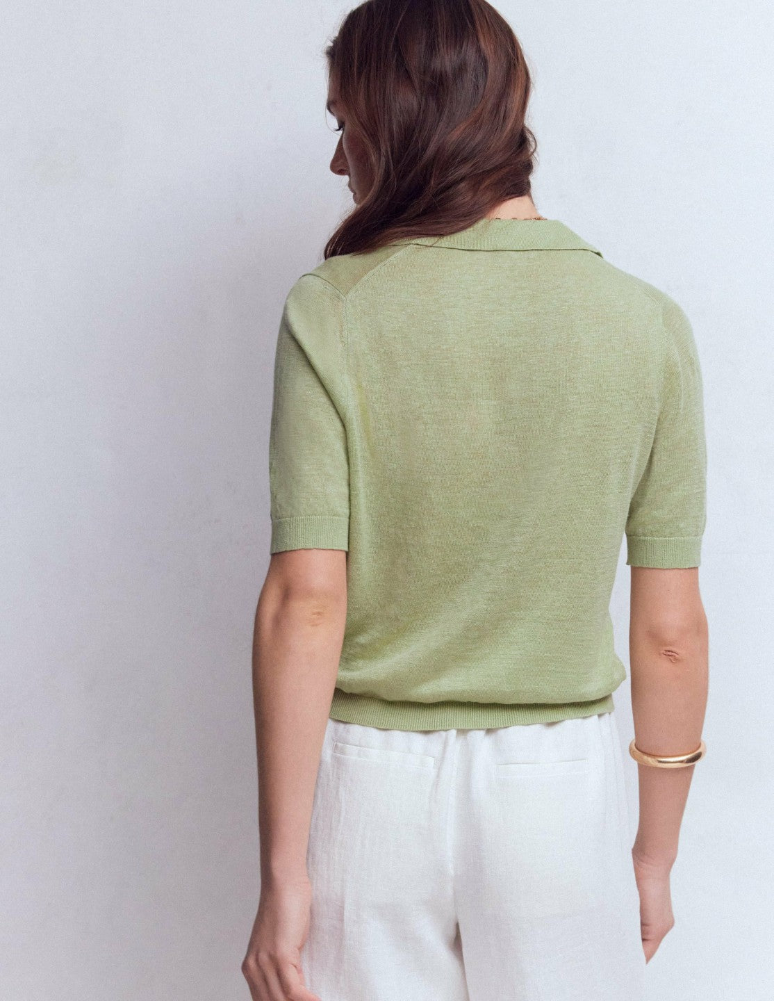 Agnes Collar Linen Cardigan-Green / Boden Sale