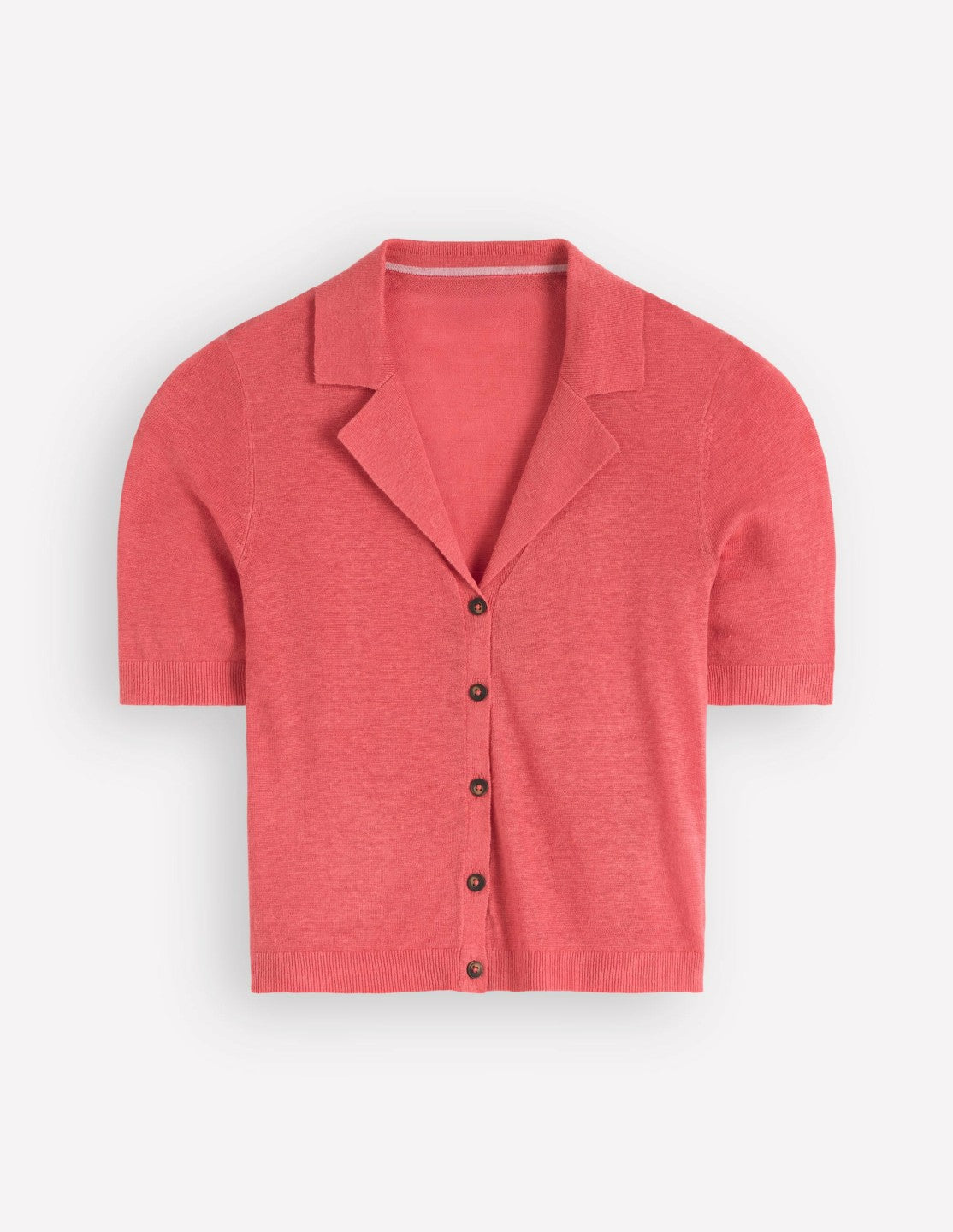 Agnes Collar Linen Cardigan-Coral / Boden Online