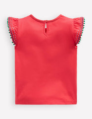 Flutter Sleeve Trim Top-Jam Red / Boden Outlet