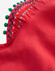 Flutter Sleeve Trim Top-Jam Red / Boden Outlet