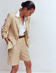 Stamford Linen Blazer-Brown, Ivory Ticking Stripe / Boden Sale