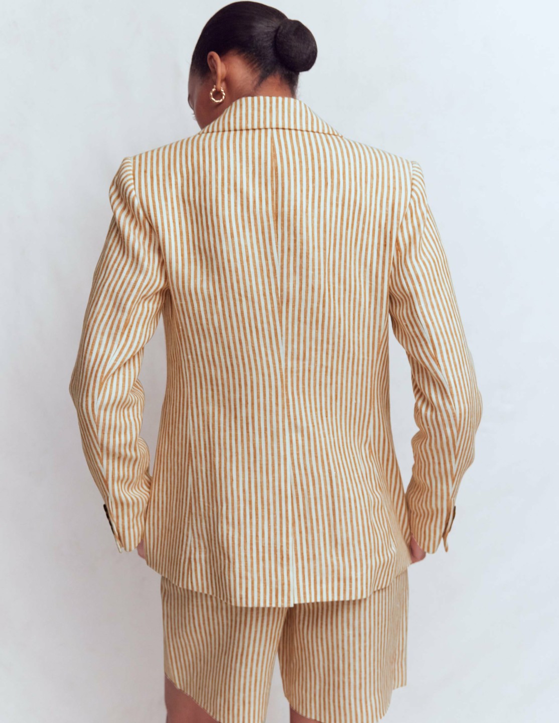 Stamford Linen Blazer-Brown, Ivory Ticking Stripe / Boden Sale