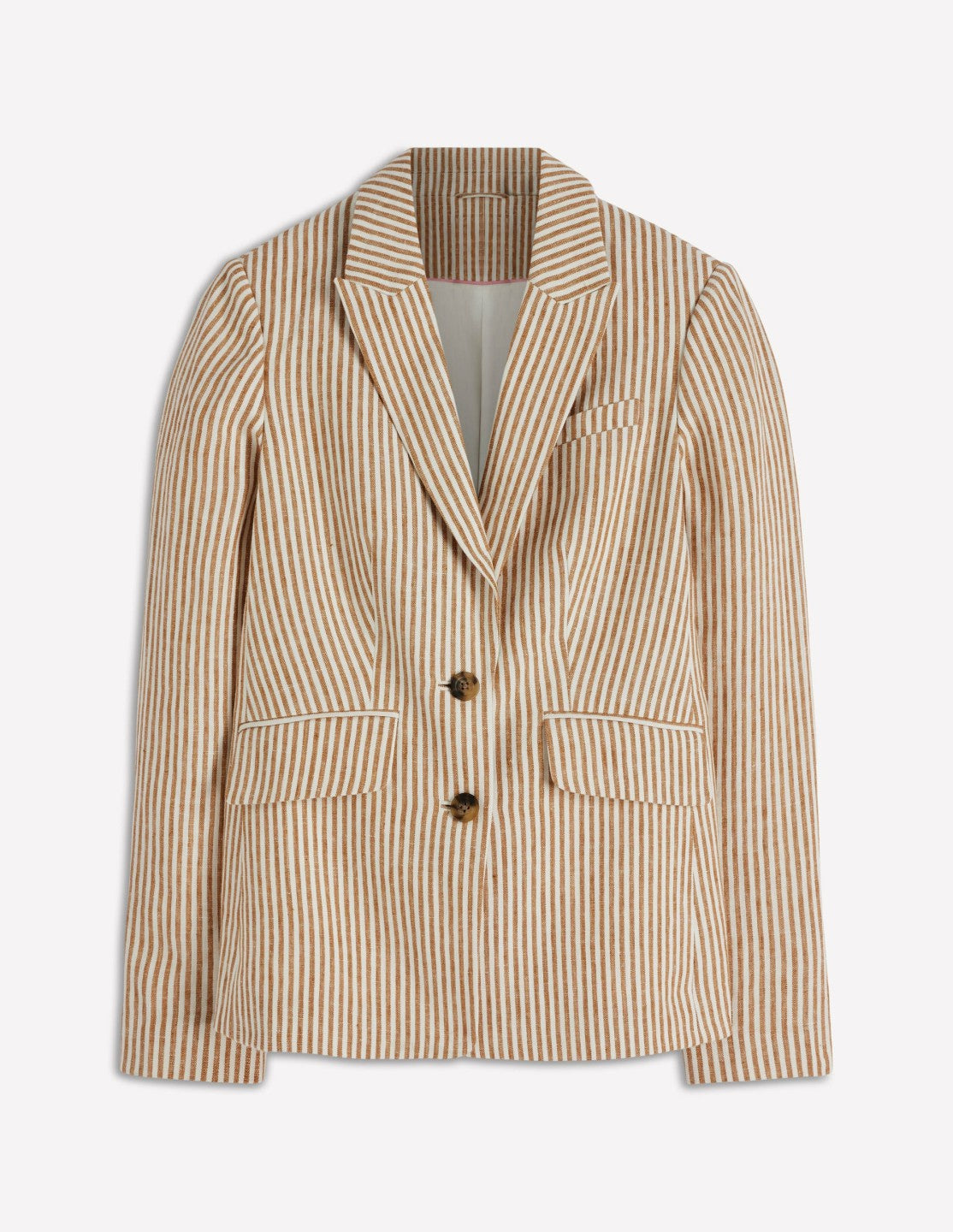 Stamford Linen Blazer-Brown, Ivory Ticking Stripe / Boden Sale